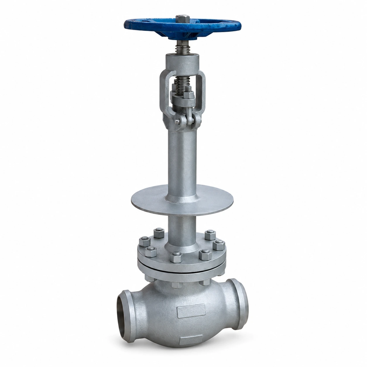 Cast cryogenic globe valve — reference-based product illustration, Butt weld (BW) · Flanged