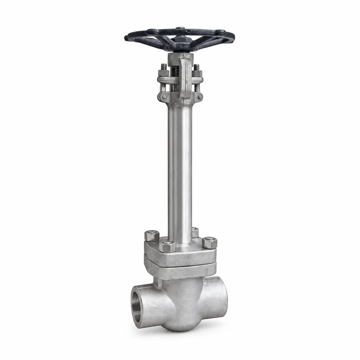 Forged cryogenic gate valve — reference-based product illustration, Socket weld (SW) · Flanged