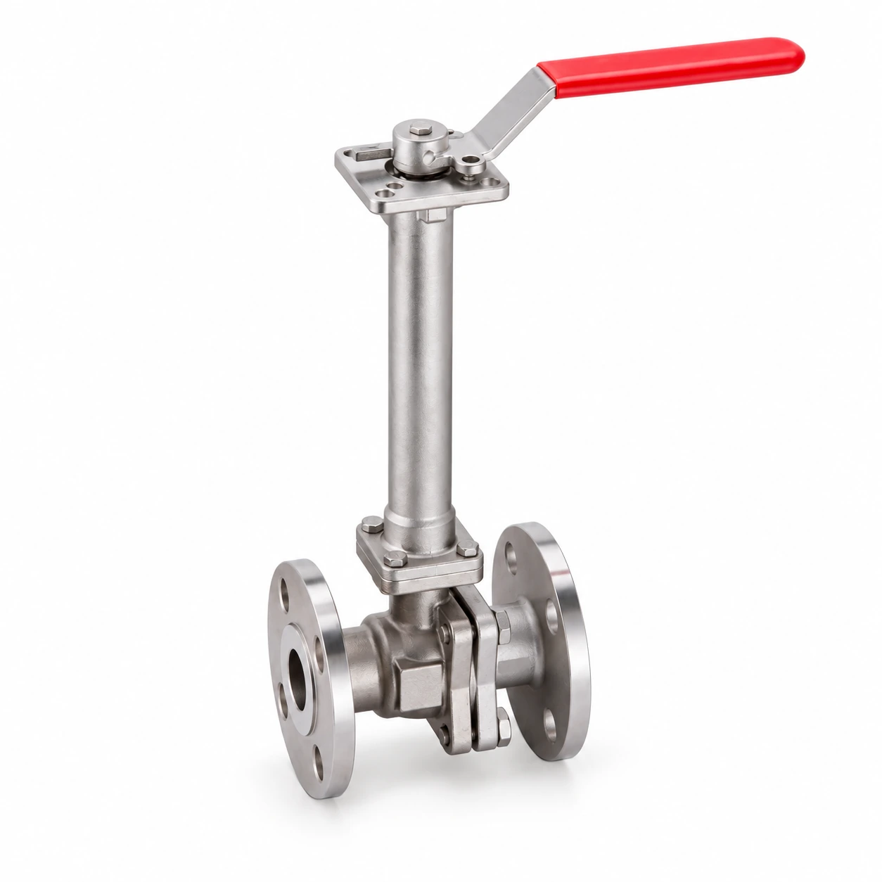 Long-stem cryogenic ball valve · PN40 · flanged — reference-based product illustration, Flanged